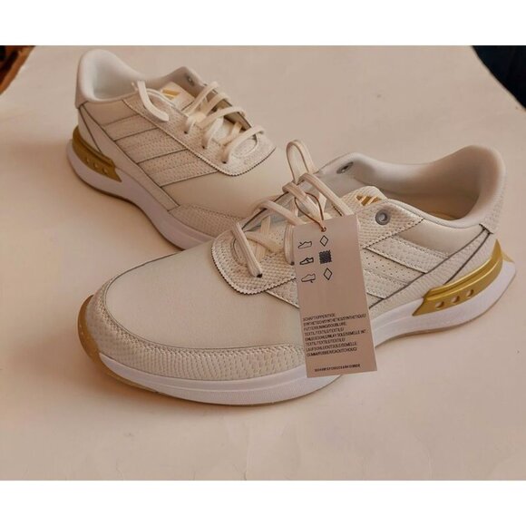 adidas Womens Size 9 S2G SL LEATHER 25 Spikeless Golf Shoes Off White Gold - Picture 4 of 9